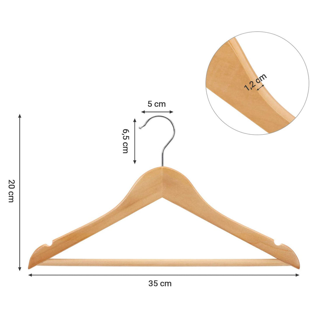SONGMICS Detské vešiaky z masívneho javorového dreva, 10 ks, prírodná farba-Vashome.sk