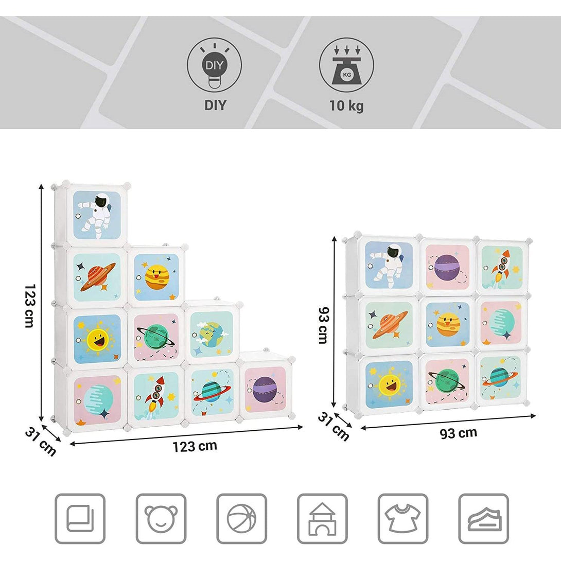 SONGMICS Detský úložný systém 10 kociek, modulárna skrinka pre deti