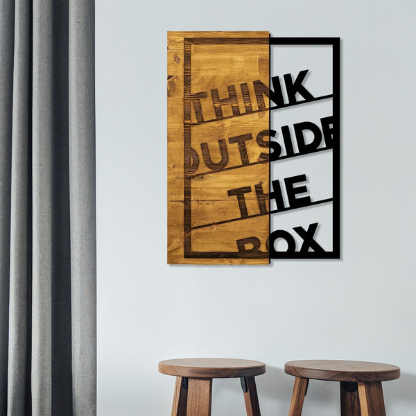 Drevená nástenná dekorácia "Think Outside The Box"-Vashome.sk
