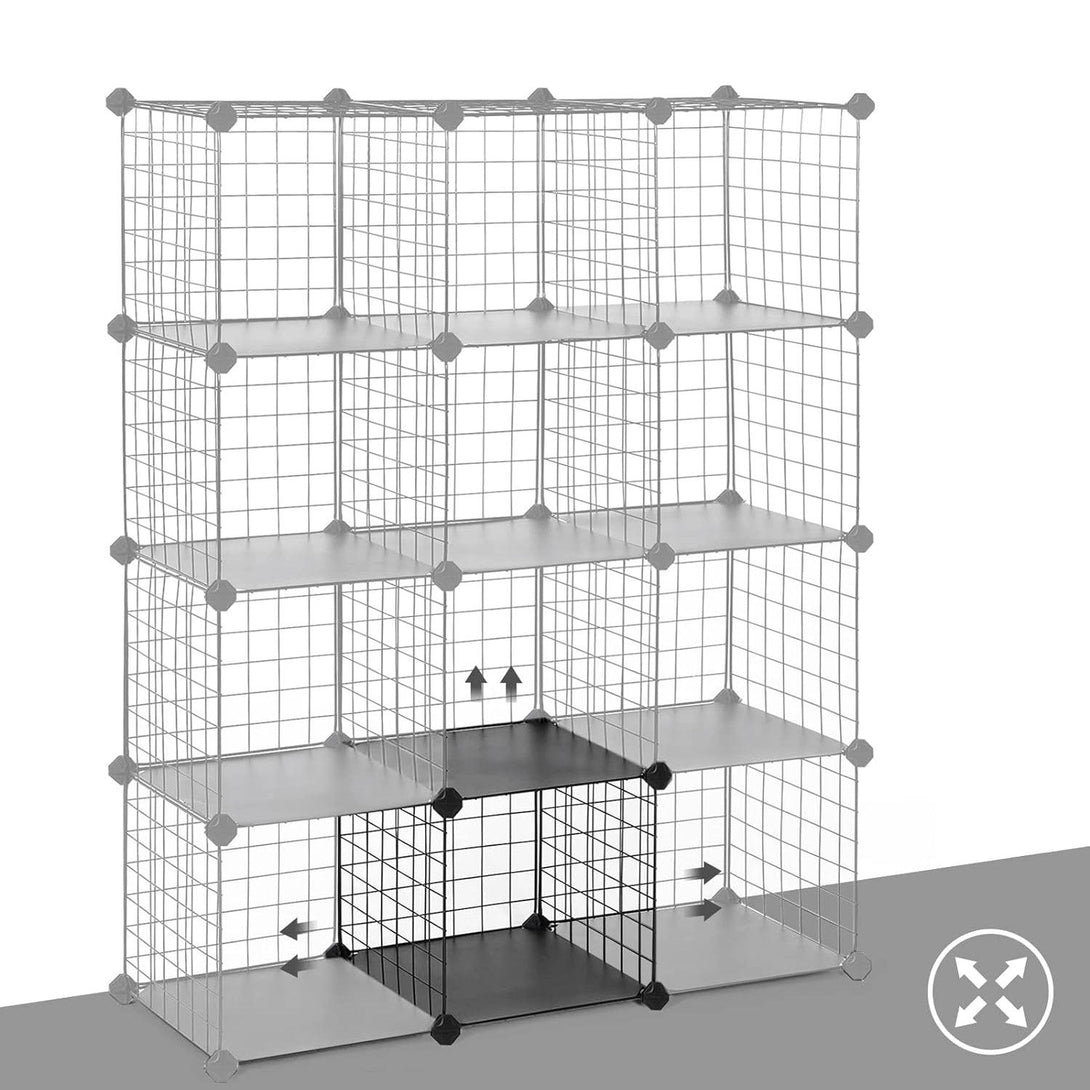 Drôtený úložný regál s 12 priehradkami, čierny | SONGMICS-Vashome.sk