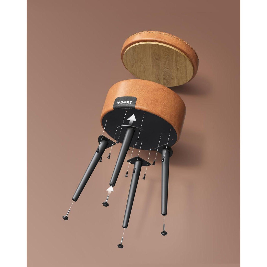 EKHO taburetka, odkladací stolík s úložným priestorom, syntetická koža, karamelovo hnedá | VASAGLE-Vashome.sk