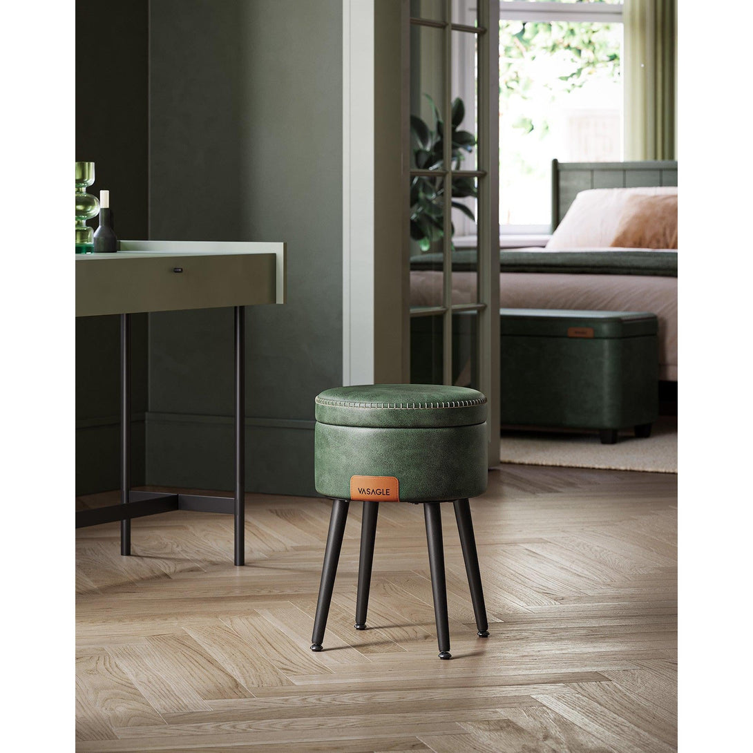 EKHO taburetka, odkladací stolík s úložným priestorom, syntetická koža, zelená | VASAGLE-Vashome.sk