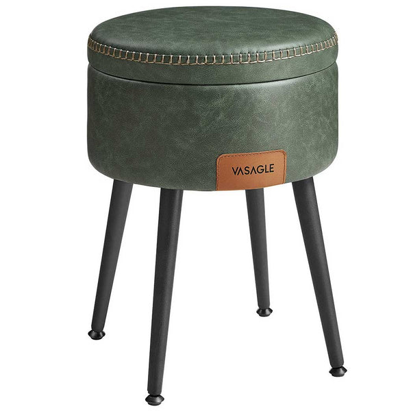 EKHO taburetka, odkladací stolík s úložným priestorom, syntetická koža, zelená-Vashome.sk