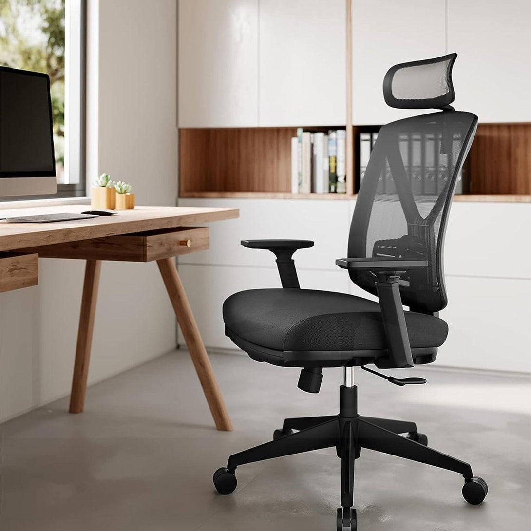 Ergonomická kancelárska stolička s podnožkou, max. nosnosť 150 kg, čierna | SONGMICS-Vashome.sk