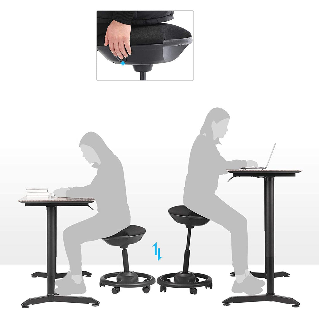 Ergonomická otočná stolička so širokým sedákom, 50 x 55-73 cm, čierna-Vashome.sk