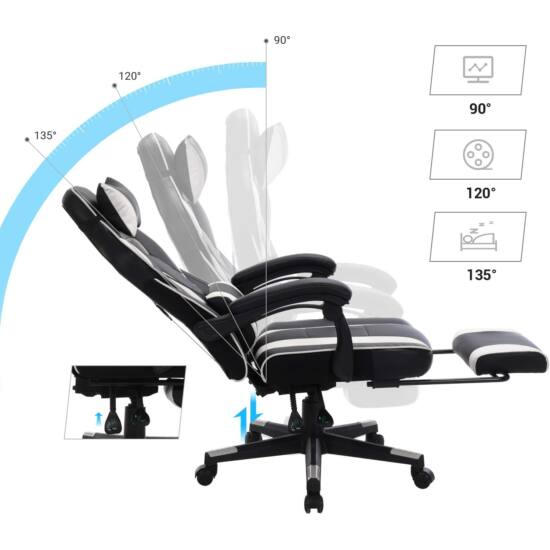 Songmics Gamer/Gaming stolička, kancelárska stolička s opierkou hlavy-Vashome.sk