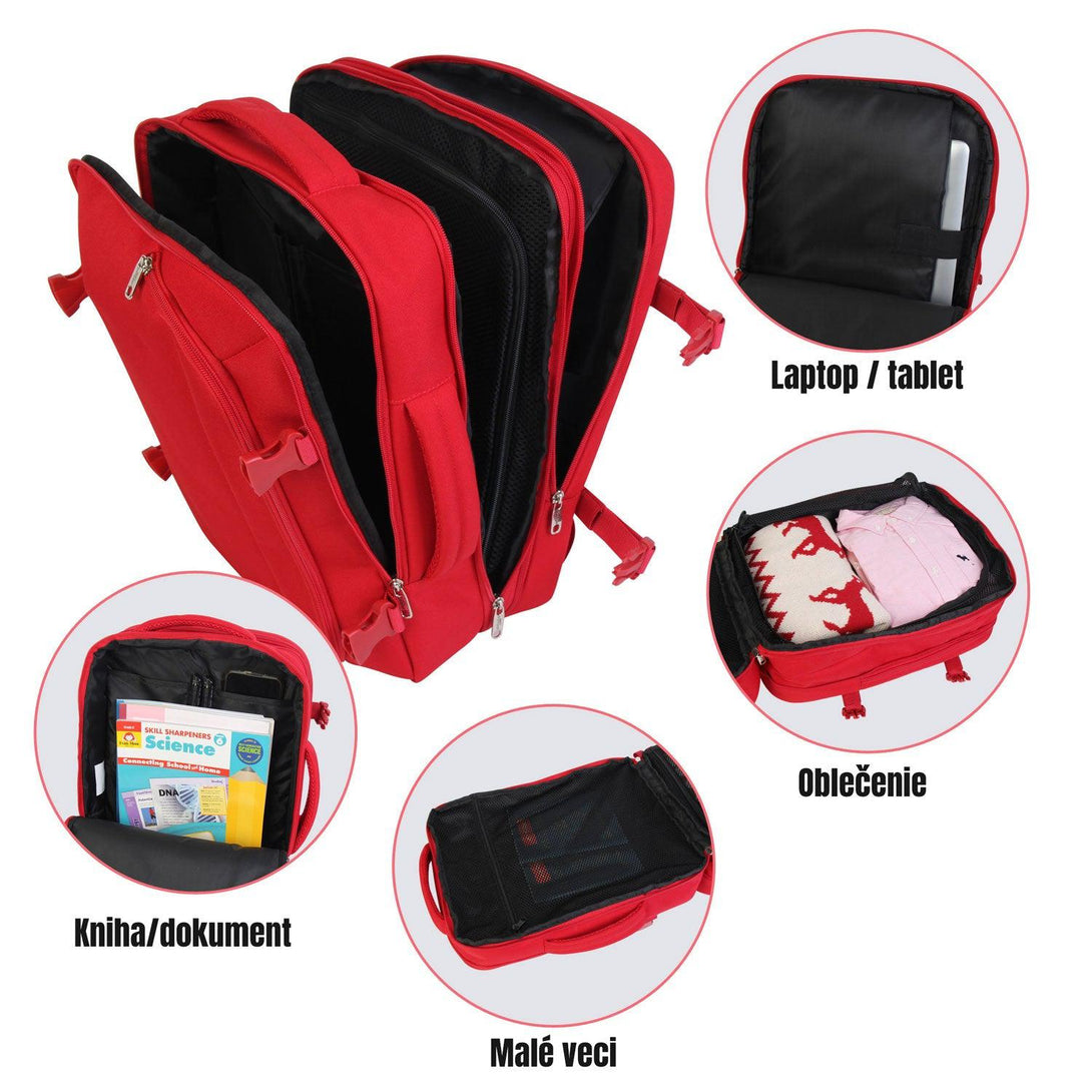 BONTOUR FlexiGo Rozšíriteľný batoh, veľkosť Wizz Air 40x30x20cm, Červená-Vashome.sk
