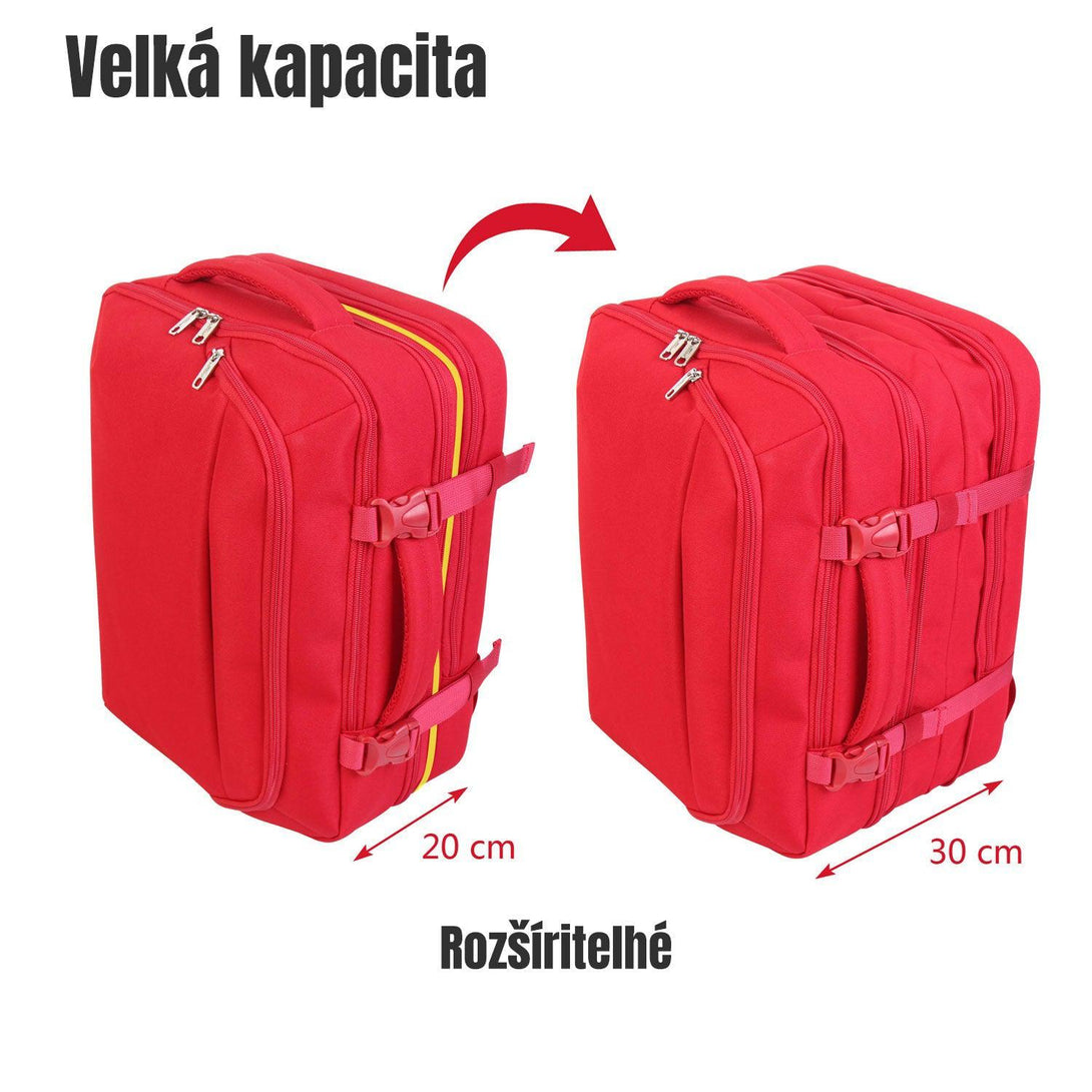 BONTOUR FlexiGo Rozšíriteľný batoh, veľkosť Wizz Air 40x30x20cm, Červená-Vashome.sk