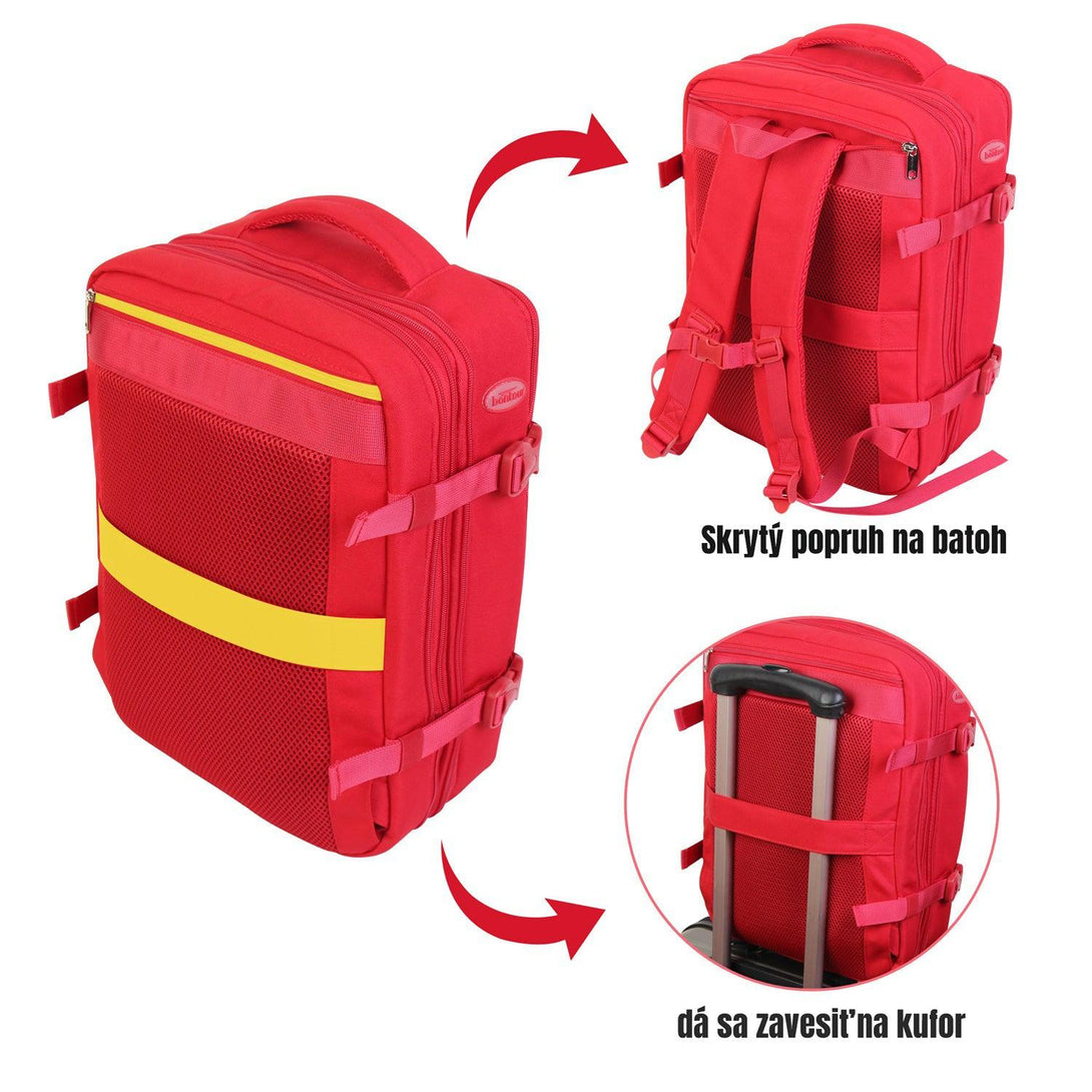 BONTOUR FlexiGo Rozšíriteľný batoh, veľkosť Wizz Air 40x30x20cm, Červená-Vashome.sk