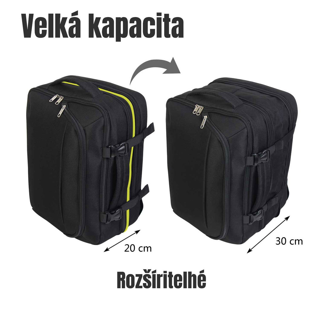 BONTOUR FlexiGo Rozšíriteľný batoh, veľkosť Wizz Air 40x30x20cm, čierny-Vashome.sk