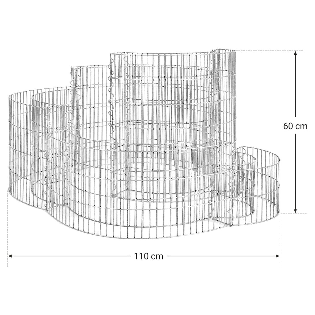 SONGMICS Gabión Kovový kamenný kôš v tvare slimáka s 2,5 x 10 cm sieťovinou z nehrdzavejúcej ocele-Vashome.sk