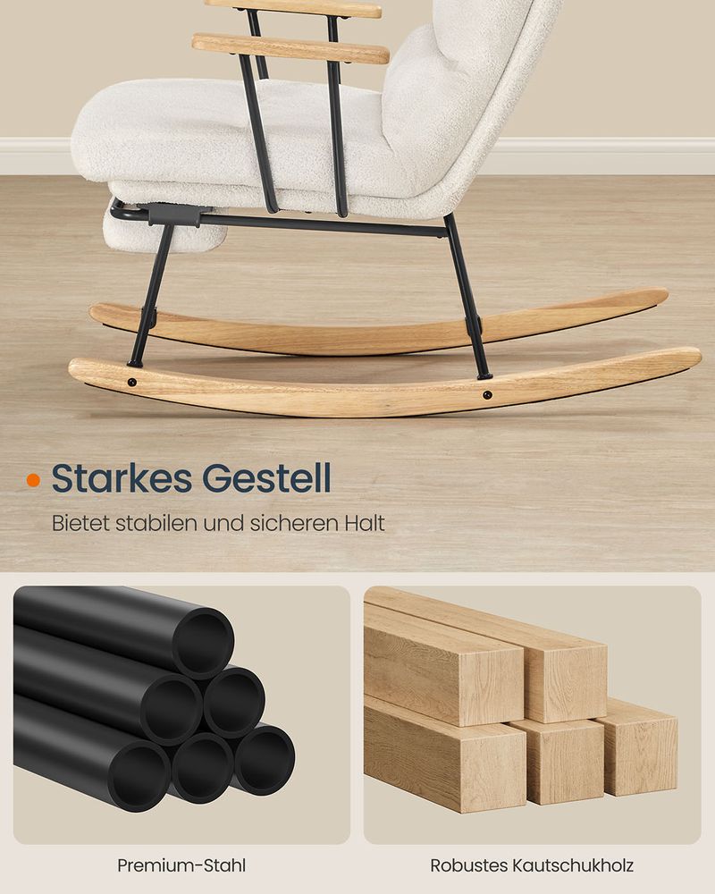 Hojdacie kreslo, s nastaviteľným operadlom, flísový povrch, biela-Vashome.sk