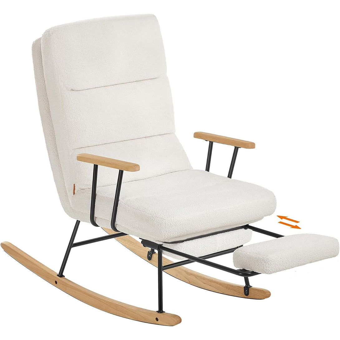 Hojdacie kreslo, s nastaviteľným operadlom, flísový povrch, biela-Vashome.sk