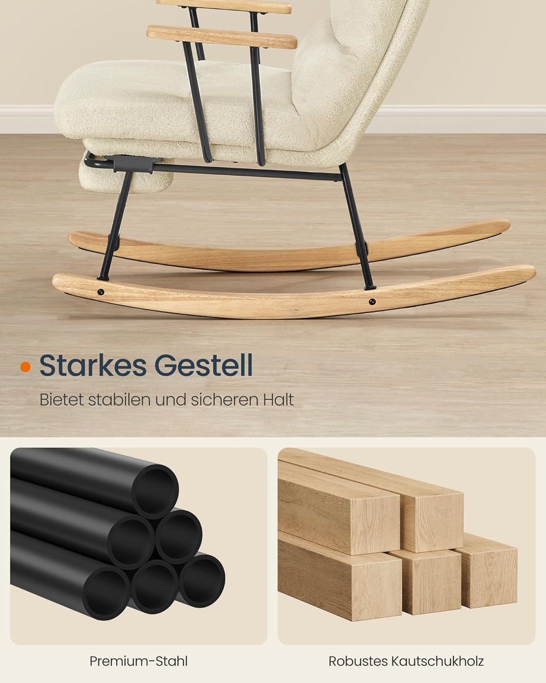 Hojdacie kreslo, s nastaviteľným operadlom, flísový povrch, krémovo biele-Vashome.sk