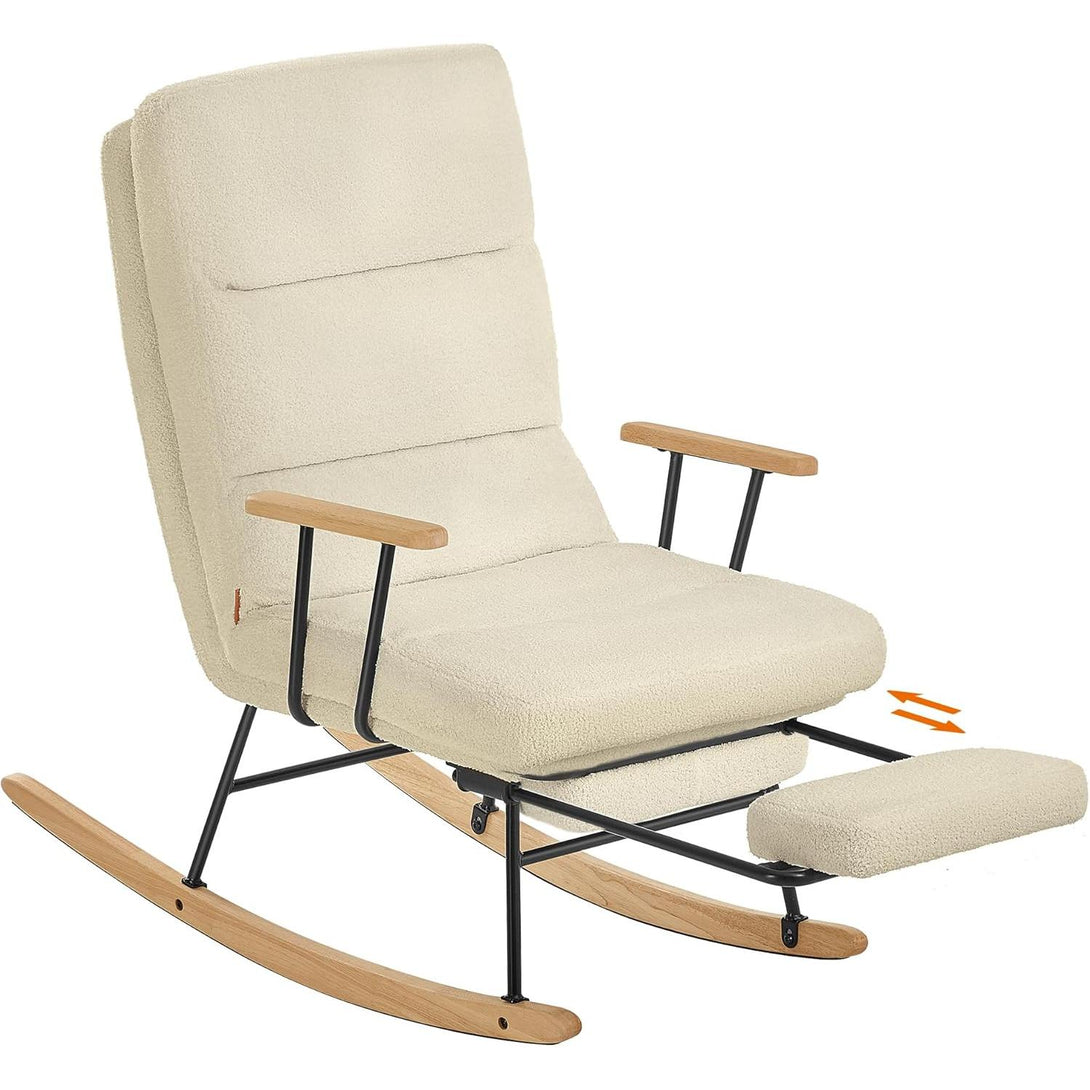 Hojdacie kreslo, s nastaviteľným operadlom, flísový povrch, krémovo biele-Vashome.sk
