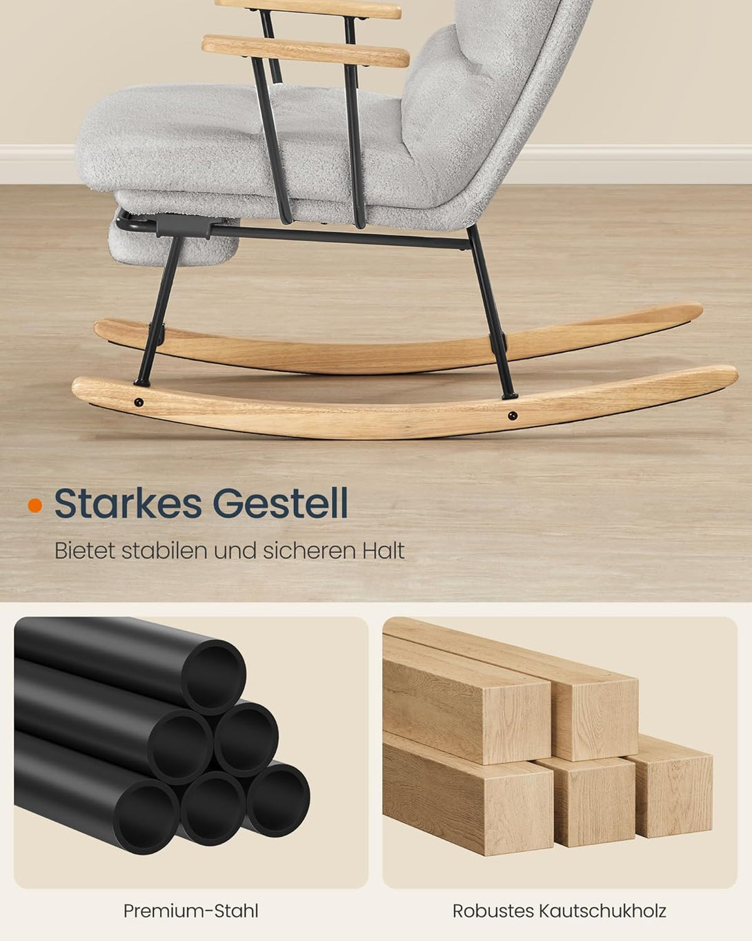 Hojdacie kreslo, s nastaviteľným operadlom, flísový povrch, sivá-Vashome.sk