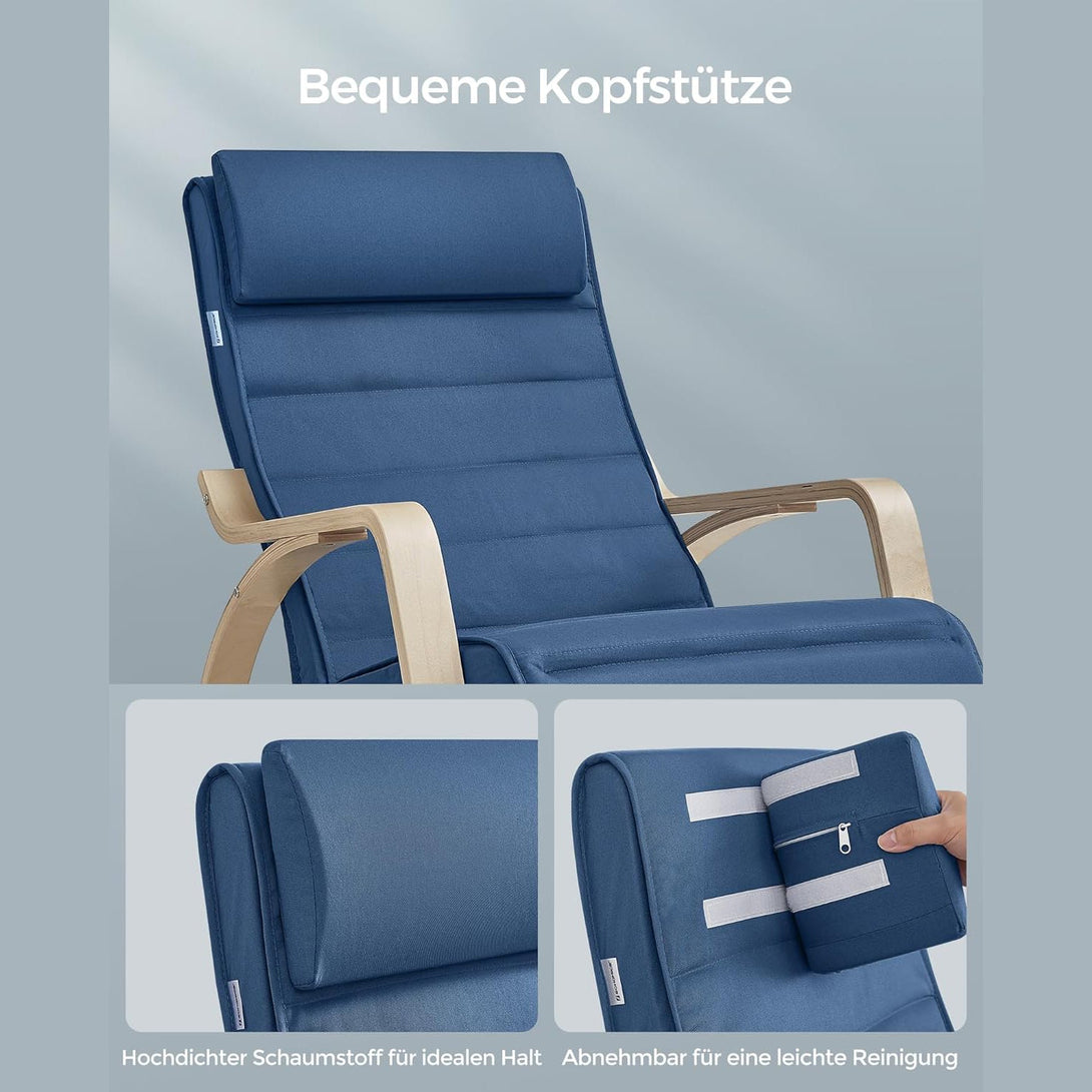 Hojdacie kreslo s podrúčkami z brezového dreva, nastaviteľná opierka nôh-Vashome.sk