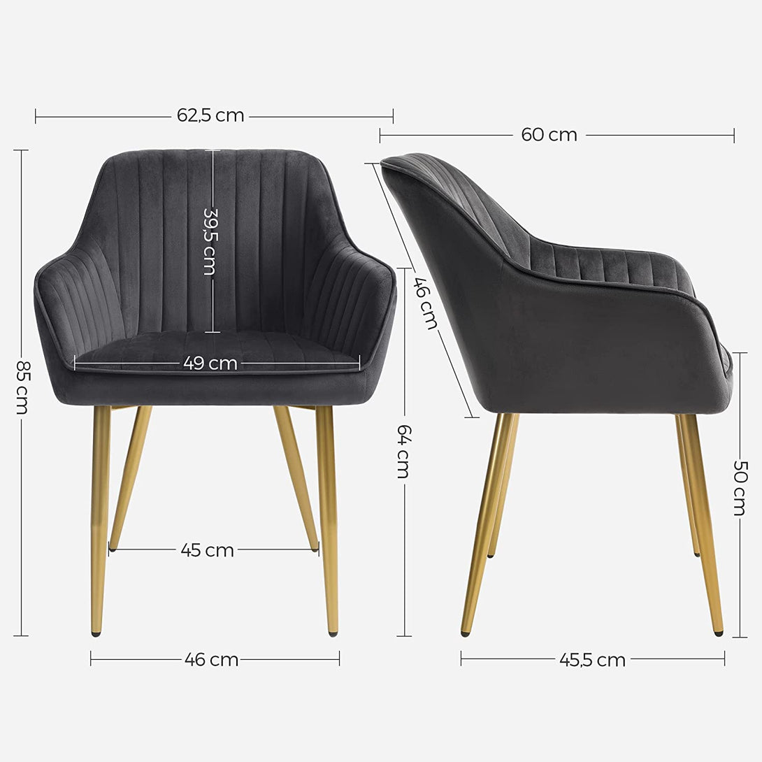 Jedálenská stolička čalúnená, 62,5 x 85 x 60 cm, šedá, zlatá-Vashome.sk