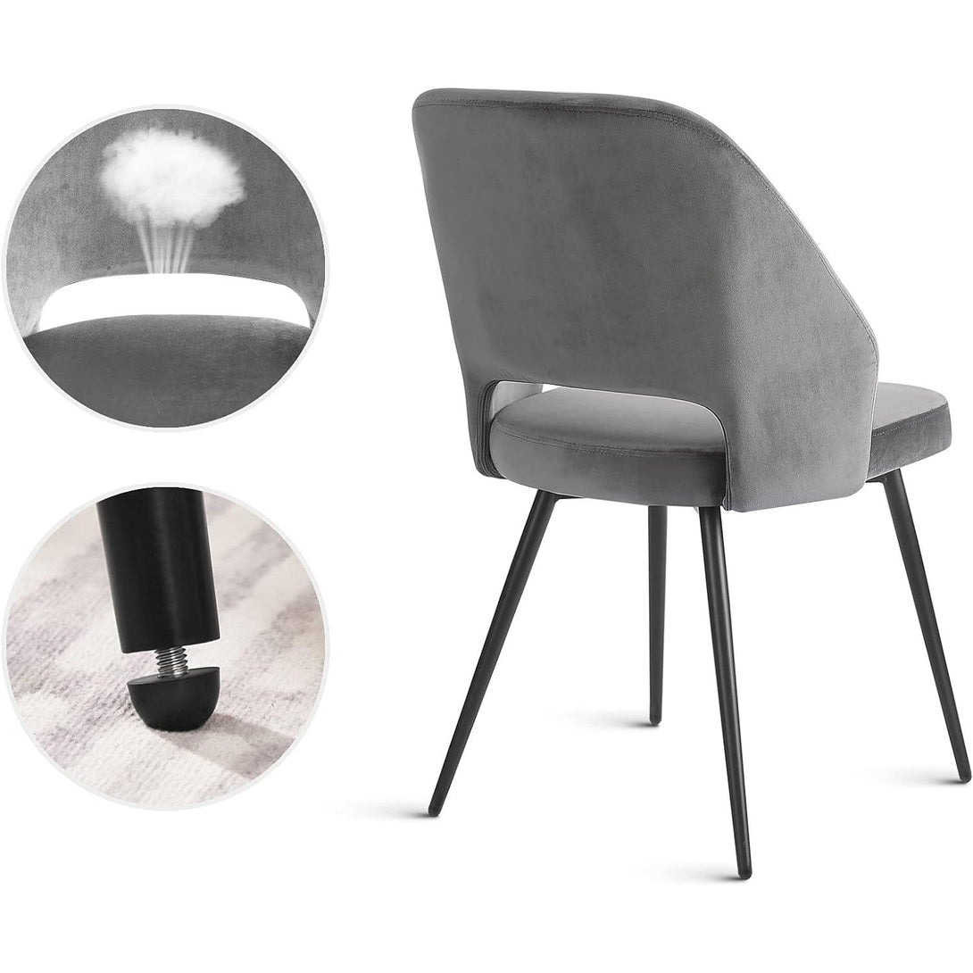 Jedálenské stoličky, sada 2 ks, kuchynské stoličky, so zamatovým poťahom, sivé | SONGMICS-Vashome.sk