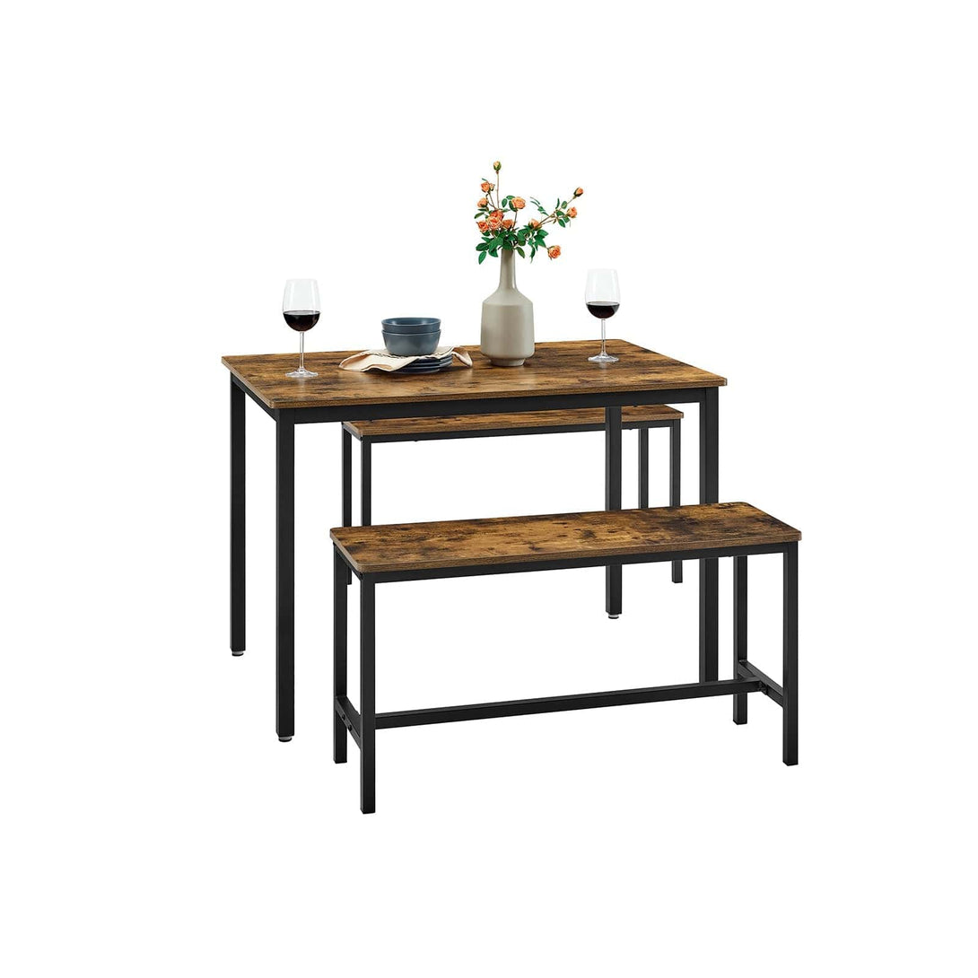 Jedálenský stôl s 2 lavicami, 110 x 75 x 70 cm, rustikálny hnedý-Vashome.sk
