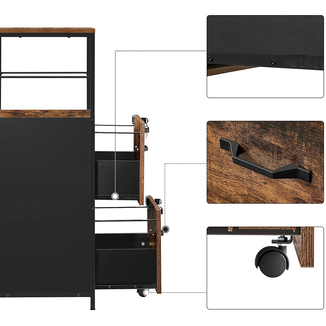 Kancelárska skrinka s 2 zásuvkami, stojan na tlačiareň s otvorenými priehradkami-Vashome.sk
