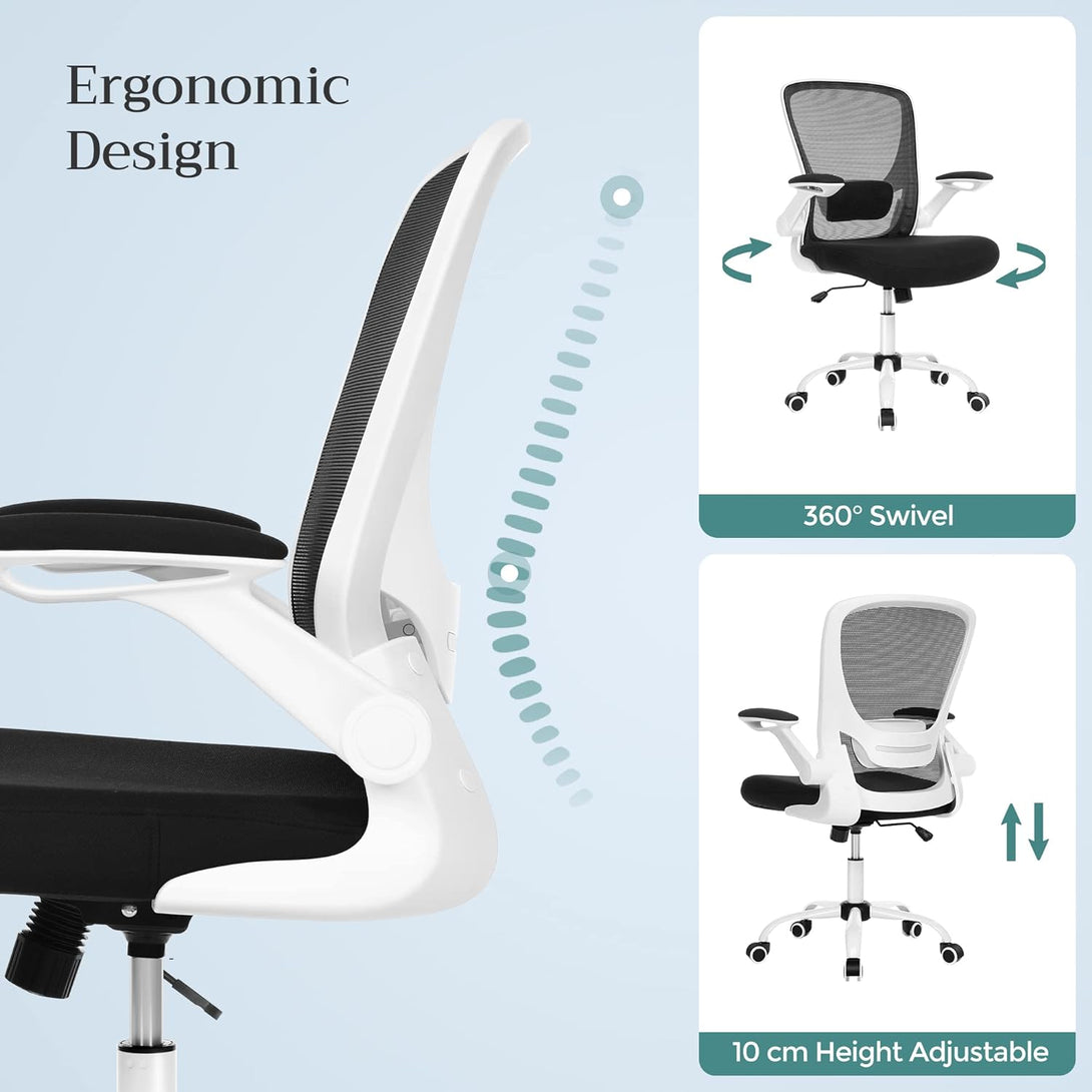 Kancelárska stolička, ergonomická, kolískový mechanizmus, čiernobiela-Vashome.sk