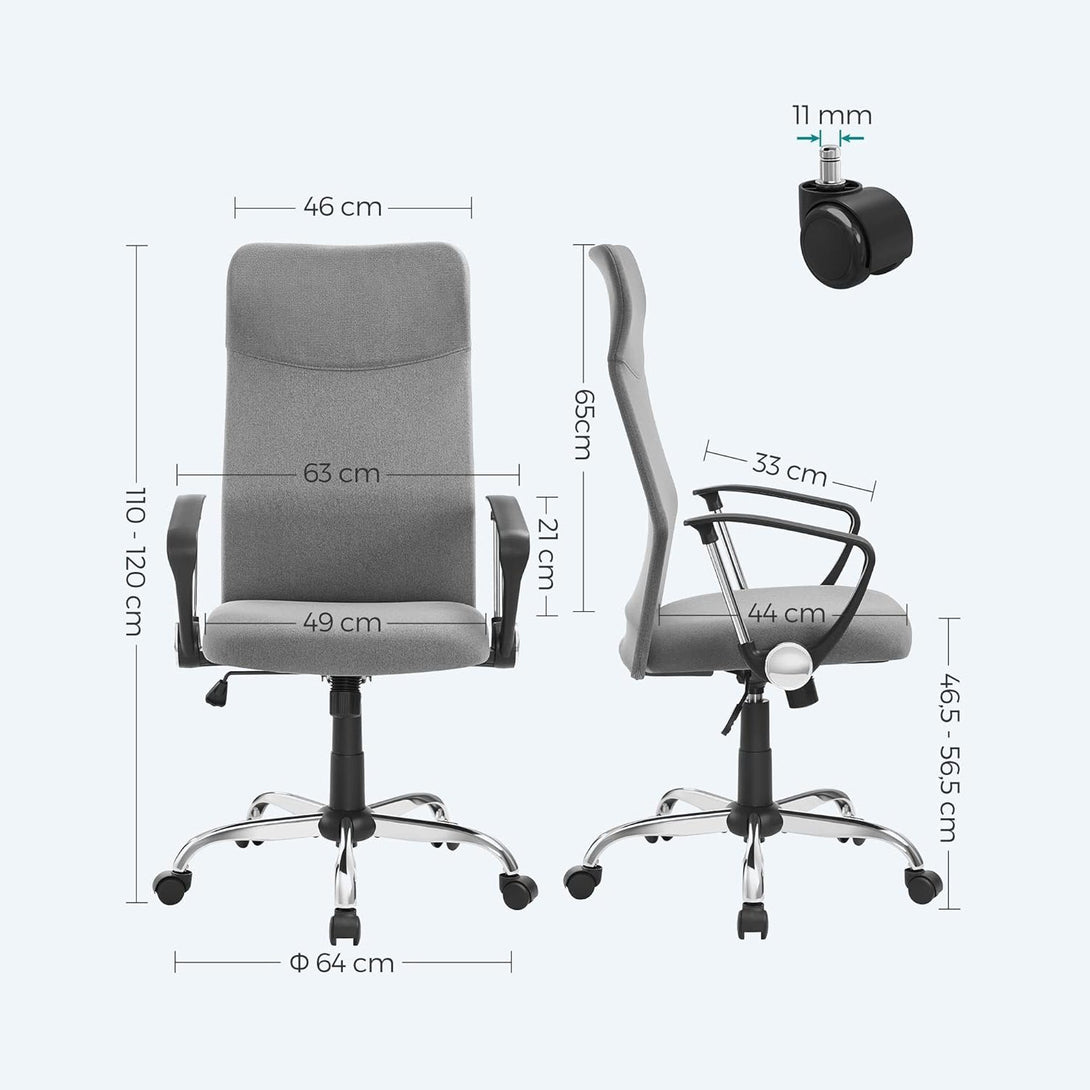 Kancelárska stolička, ergonomická otočná stolička, sivá | SONGMICS-Vashome.sk