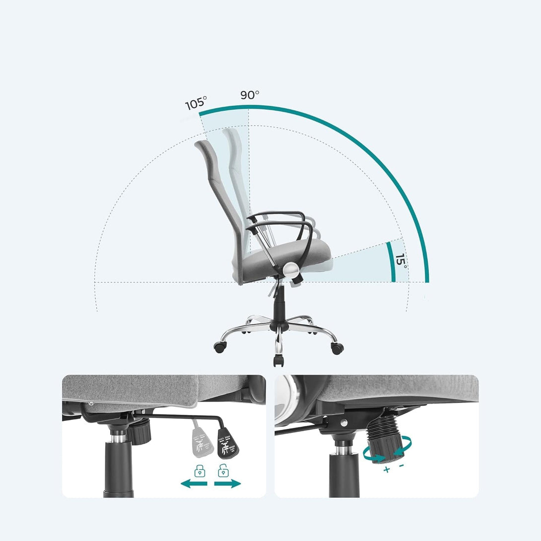 Kancelárska stolička, ergonomická otočná stolička, sivá | SONGMICS-Vashome.sk