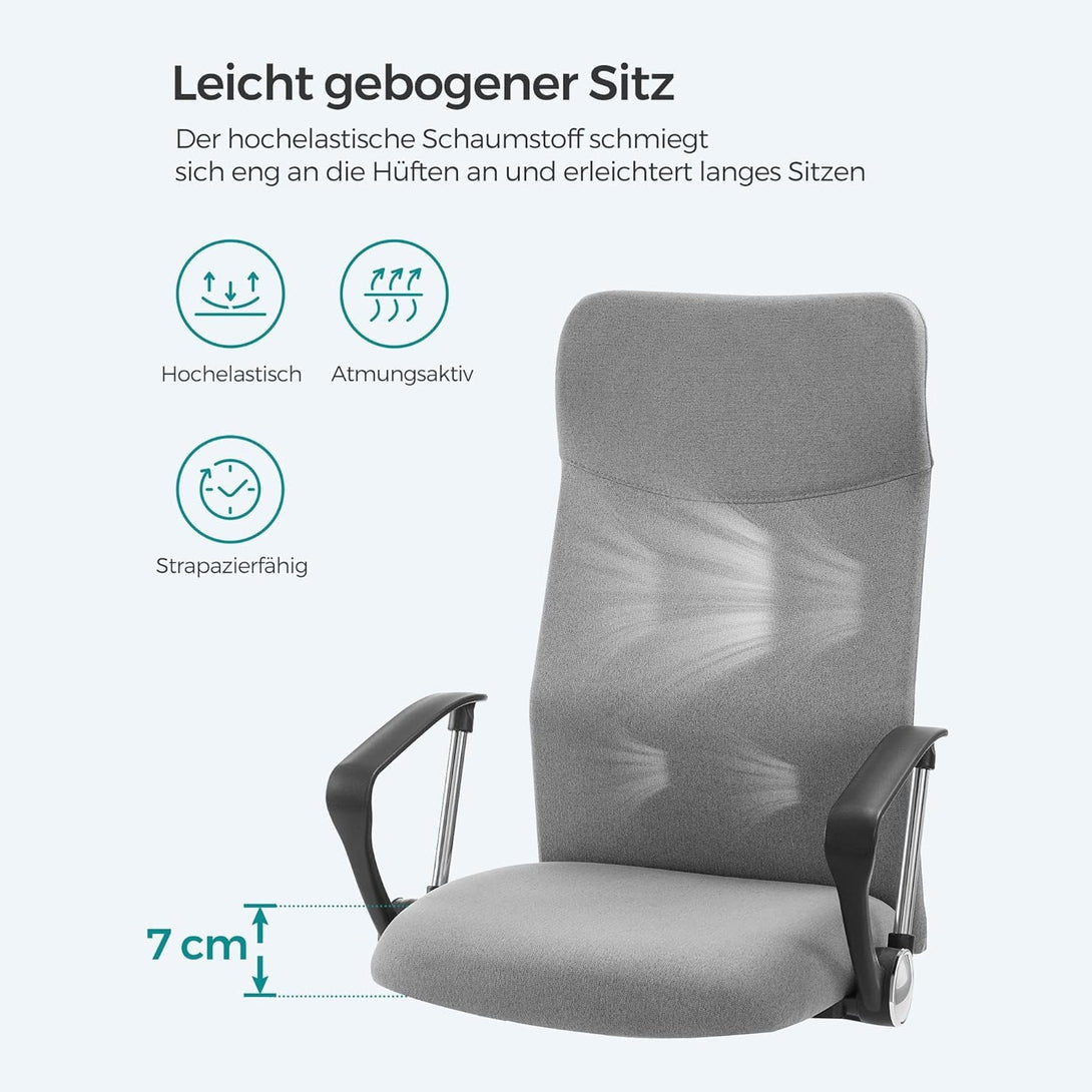 Kancelárska stolička, ergonomická otočná stolička, sivá | SONGMICS-Vashome.sk