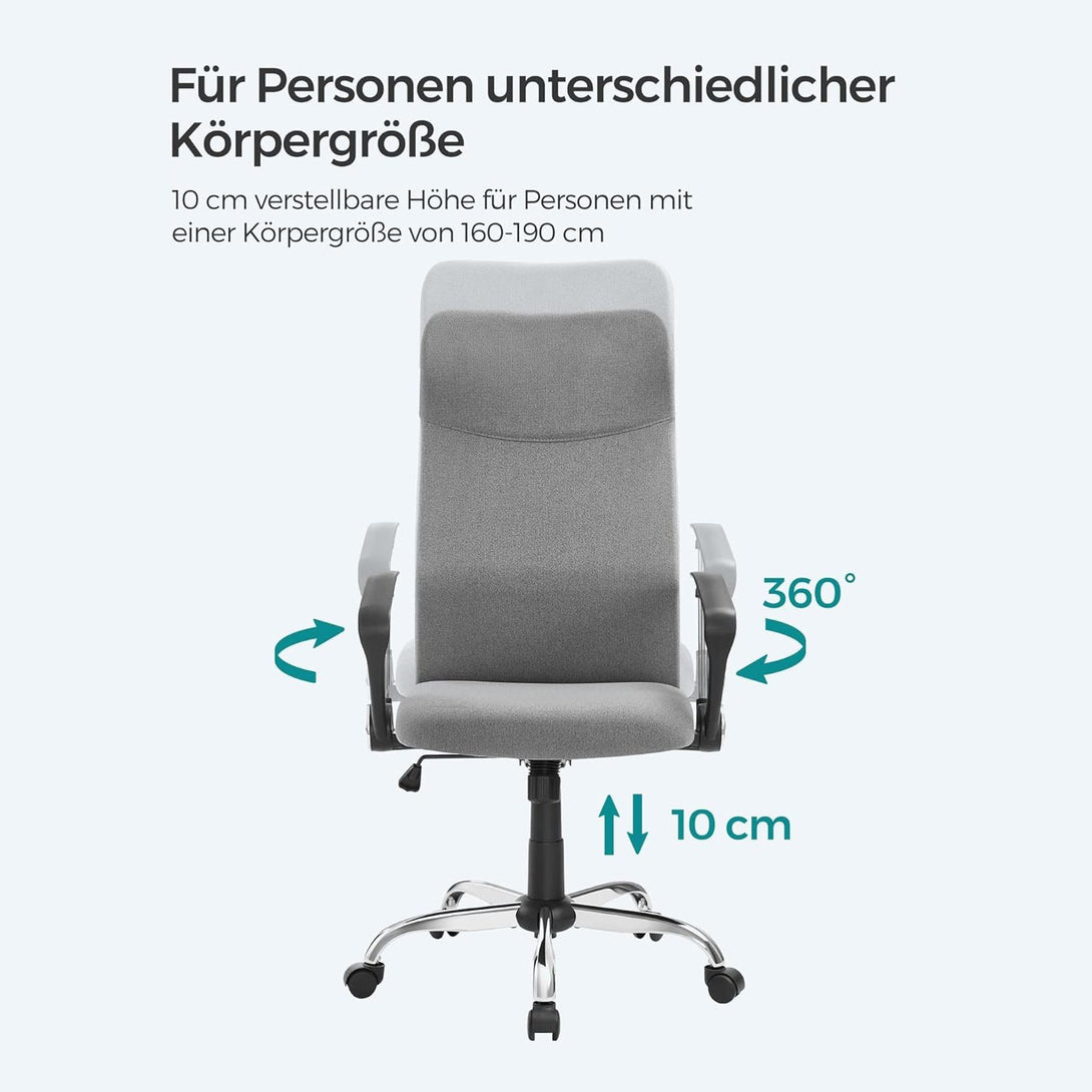 Kancelárska stolička, ergonomická otočná stolička, sivá | SONGMICS-Vashome.sk