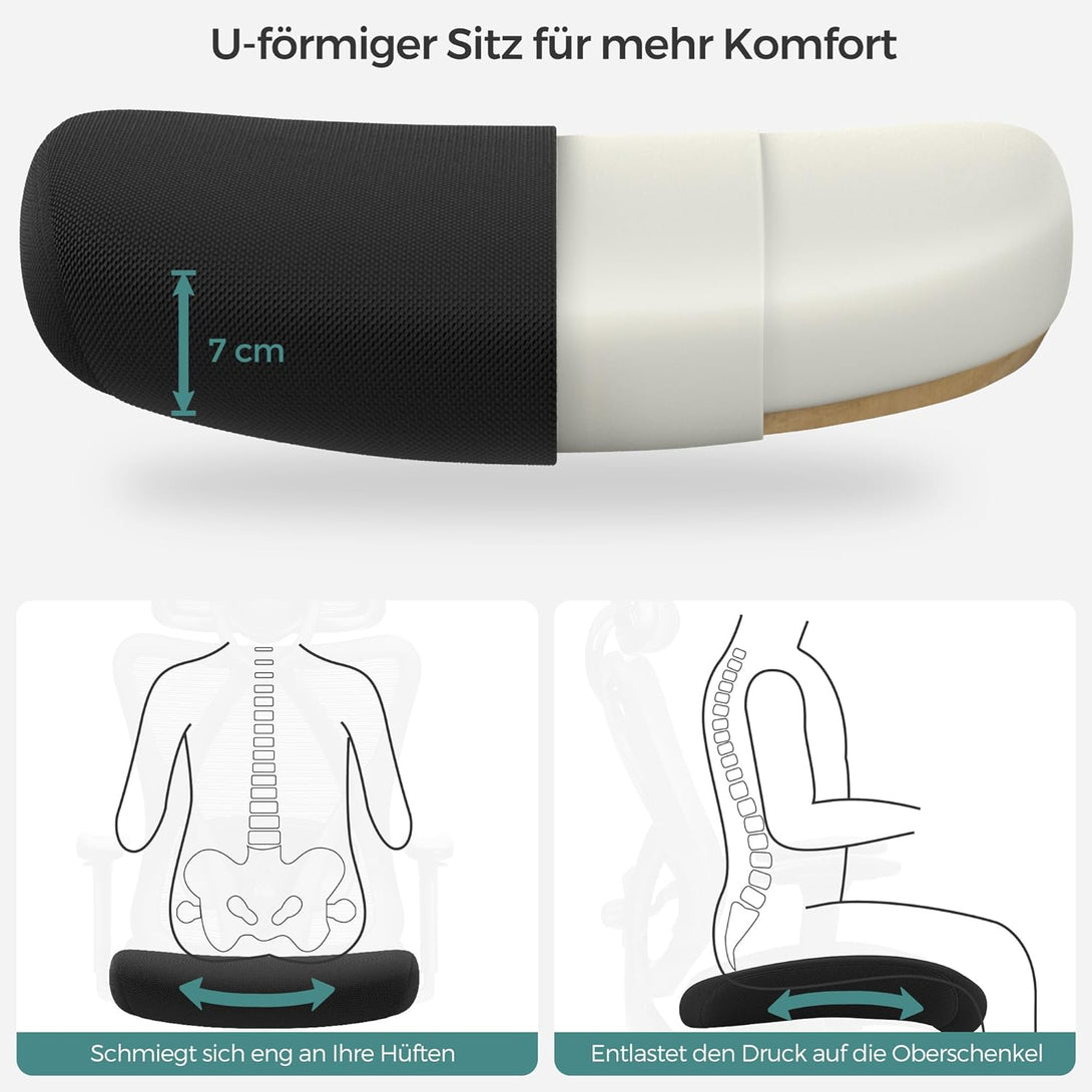 Kancelárske kreslo, Ergonomické kreslo s nastaviteľnou opierkou hlavy, čierne | SONGMICS-Vashome.sk