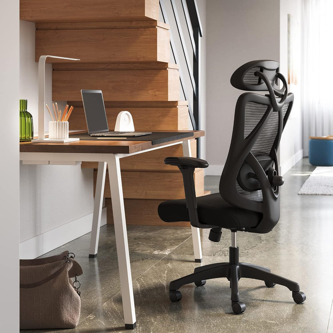 Kancelárske kreslo, Ergonomické kreslo s nastaviteľnou opierkou hlavy, čierne | SONGMICS-Vashome.sk