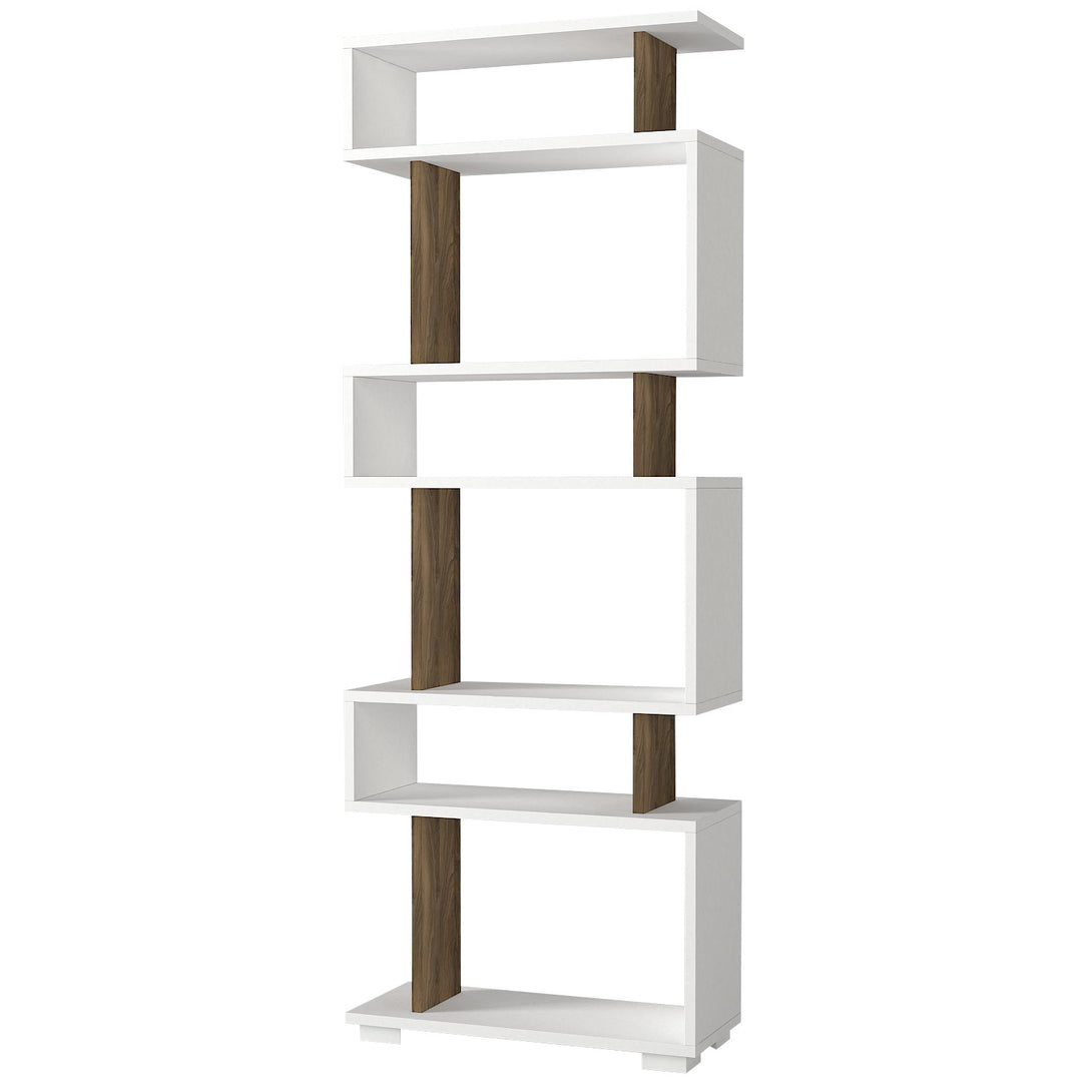 Könyvespolc Blok - White, Walnut-Vashome.sk