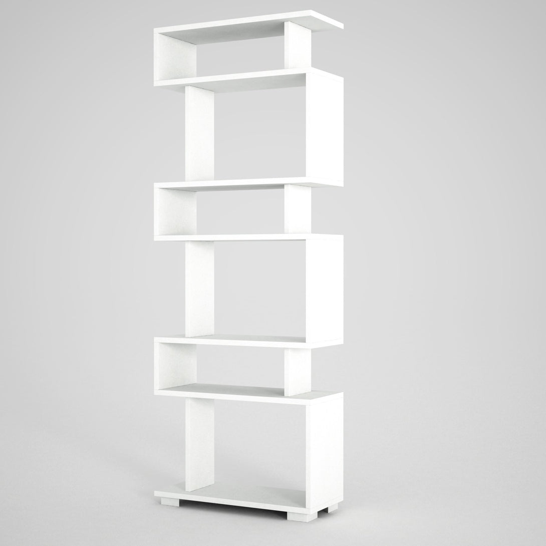 Könyvespolc Blok - White, Walnut-Vashome.sk