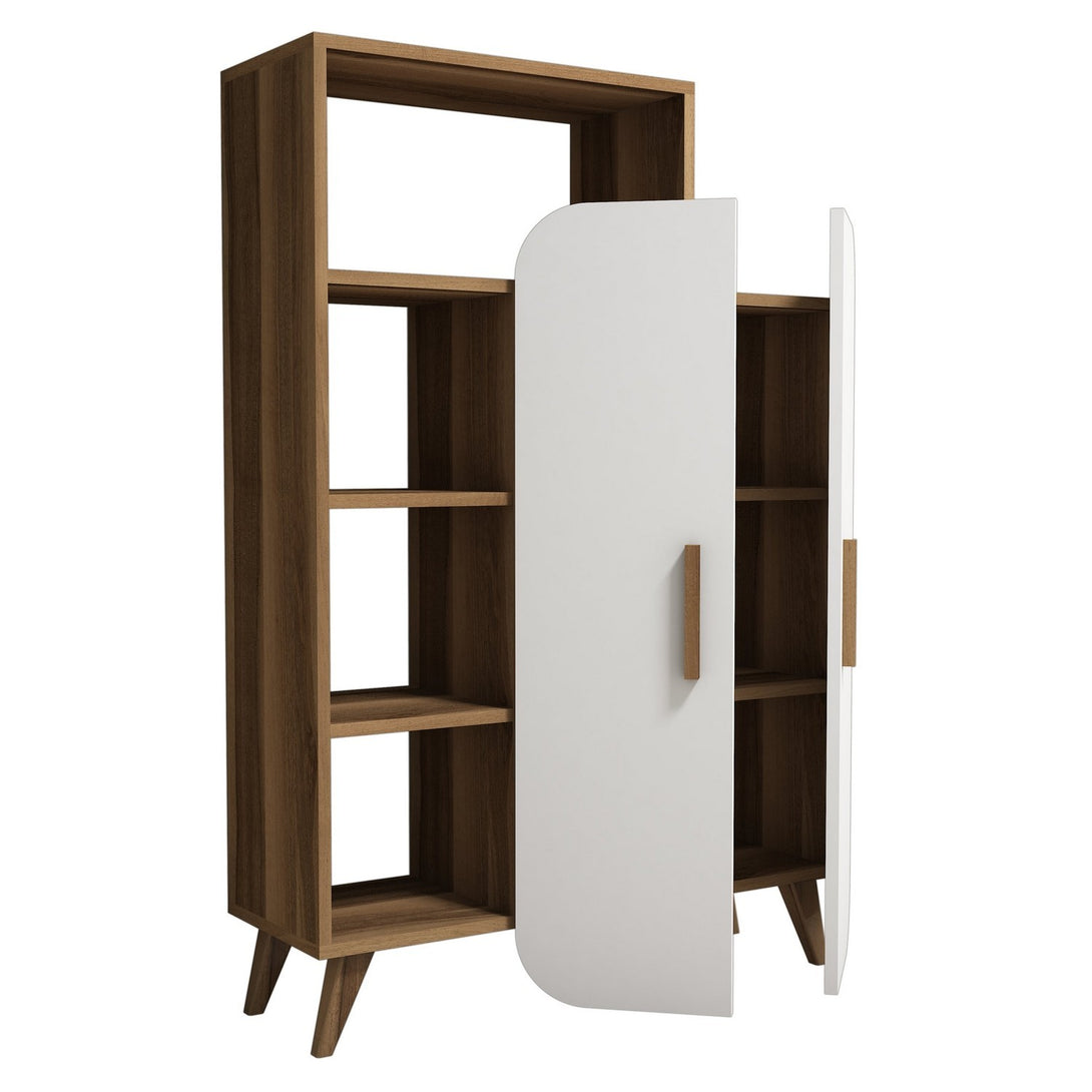 Könyvespolc Form - Walnut, White-Vashome.sk