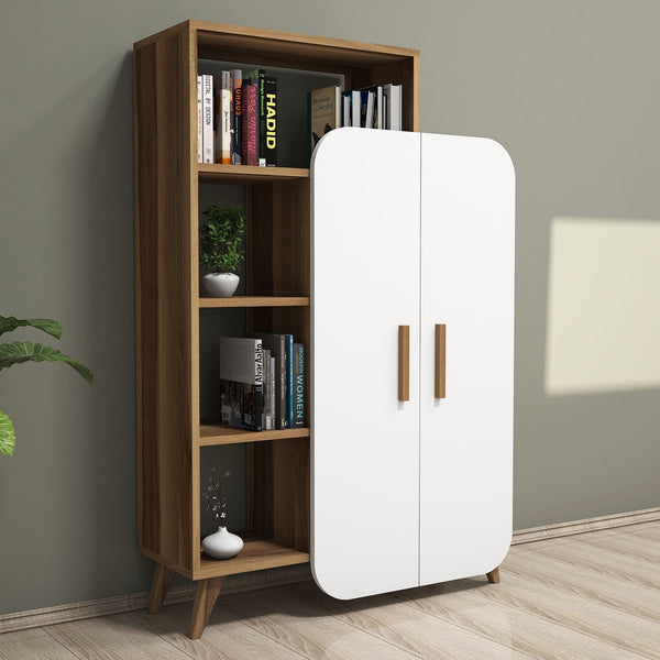 Könyvespolc Form - Walnut, White-Vashome.sk