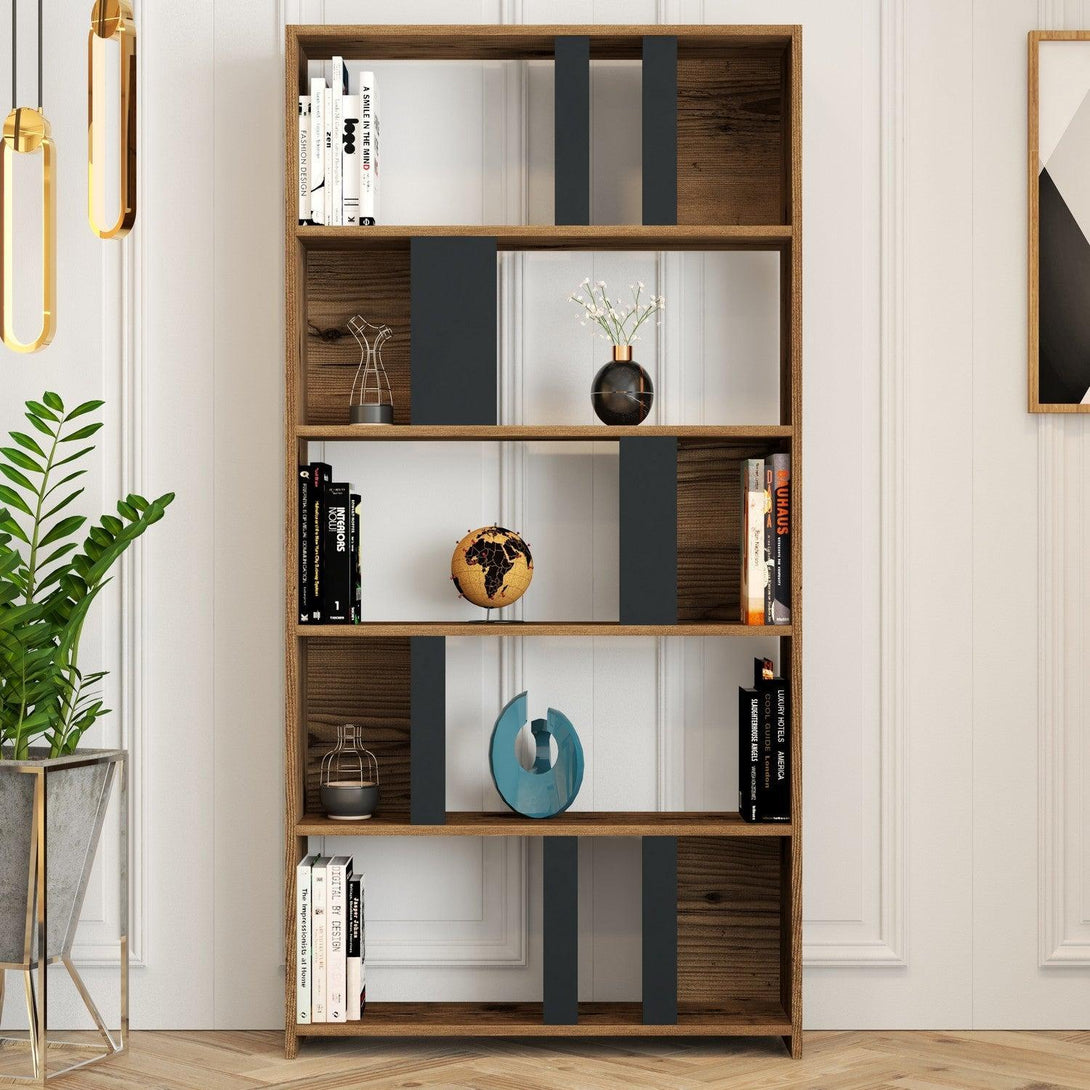 Könyvespolc Lima - Walnut, Anthracite-Vashome.sk