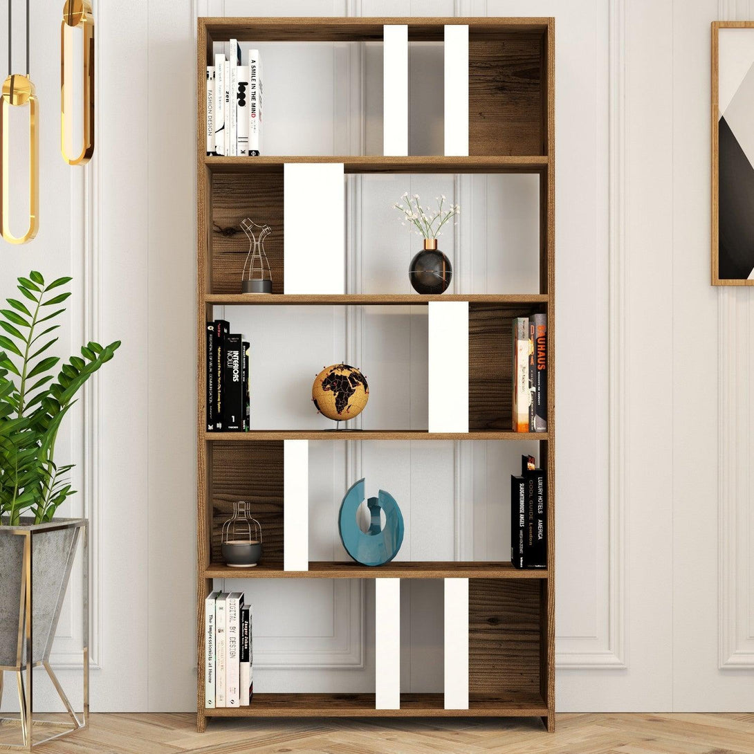 Könyvespolc Lima - Walnut, White-Vashome.sk