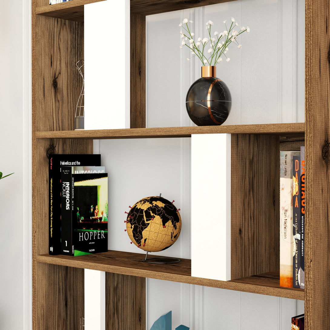 Könyvespolc Lima - Walnut, White-Vashome.sk