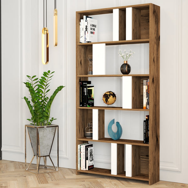 Könyvespolc Lima - Walnut, White-Vashome.sk