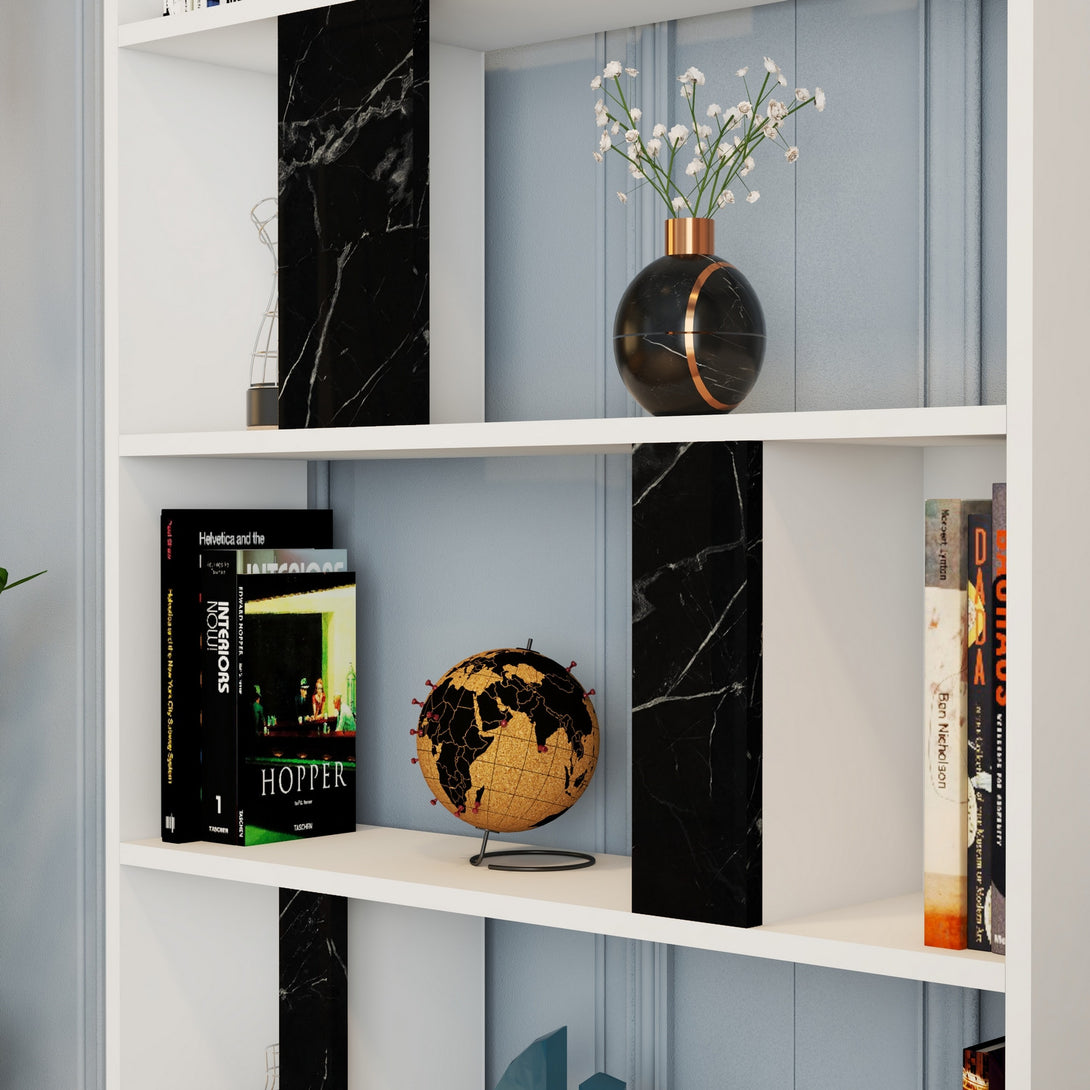 Könyvespolc Lima - White, Black Marble-Vashome.sk