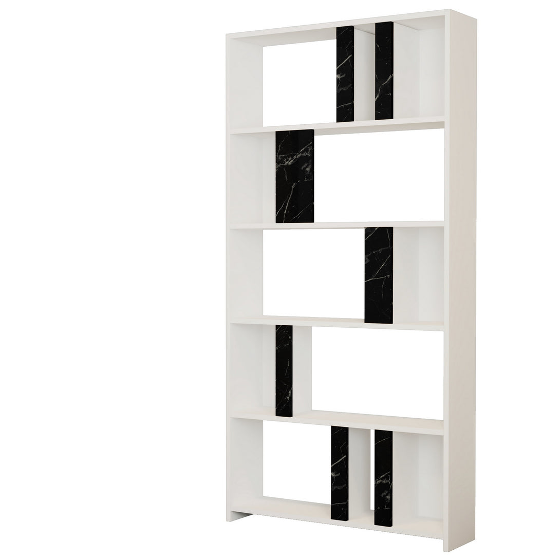 Könyvespolc Lima - White, Black Marble-Vashome.sk