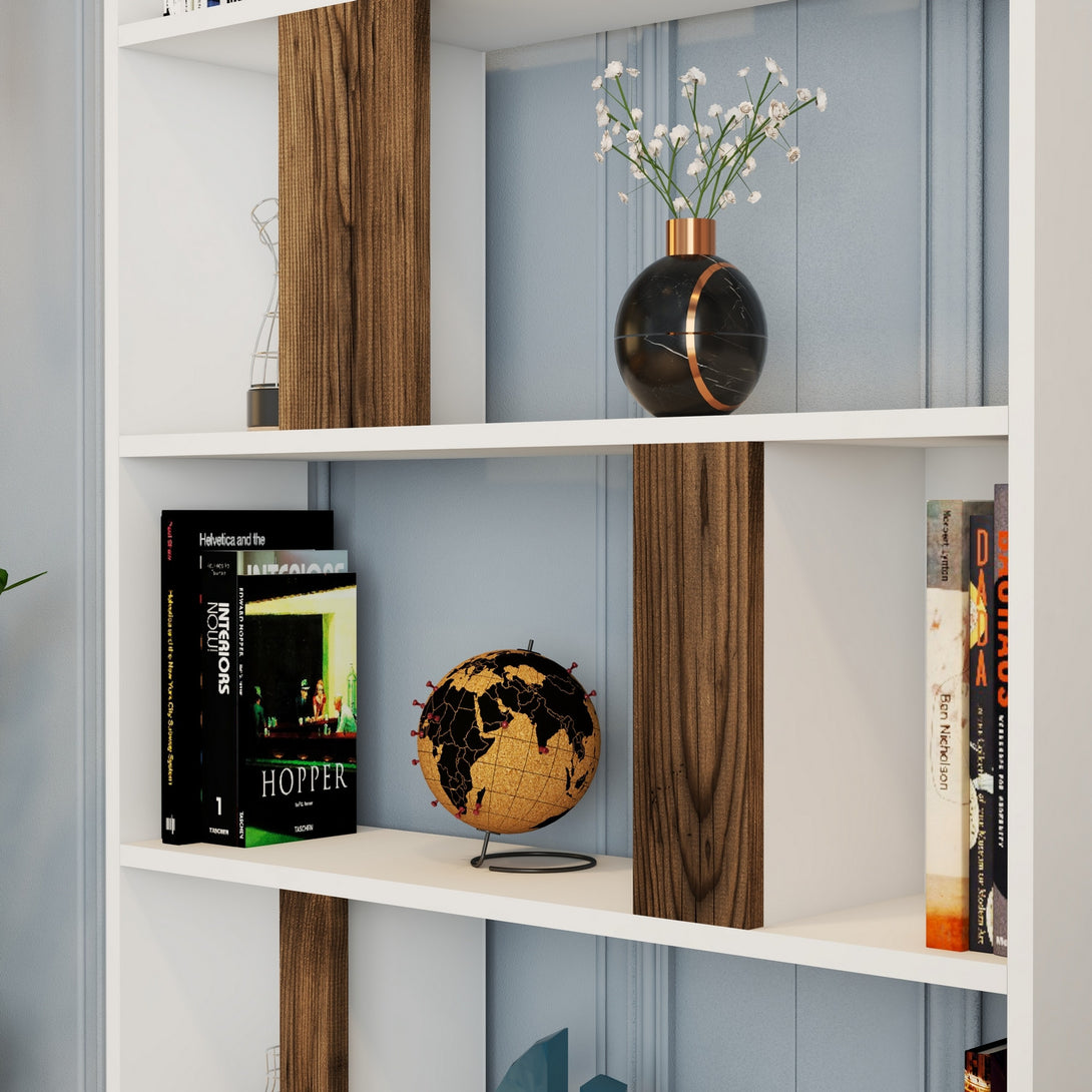 Könyvespolc Lima - White, Walnut-Vashome.sk