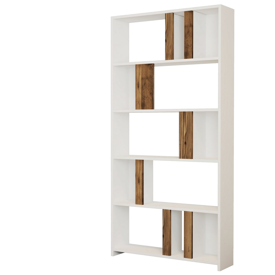 Könyvespolc Lima - White, Walnut-Vashome.sk