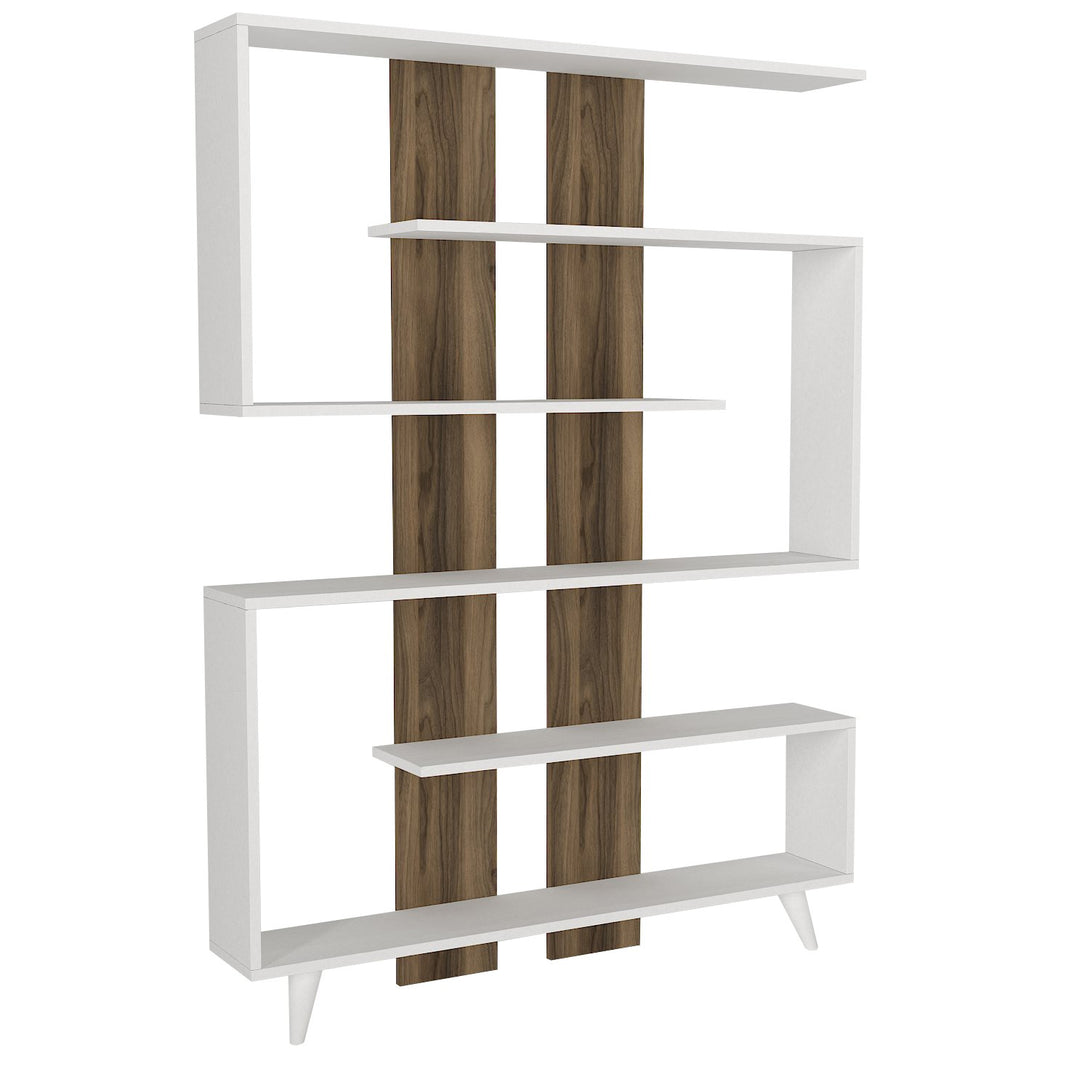 Könyvespolc Rain - White, Walnut-Vashome.sk
