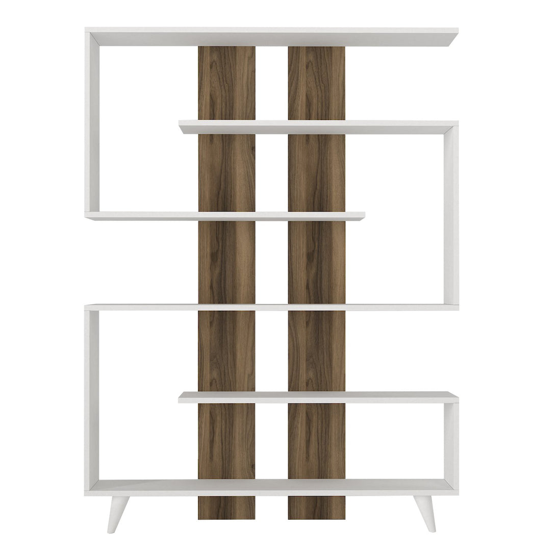 Könyvespolc Rain - White, Walnut-Vashome.sk