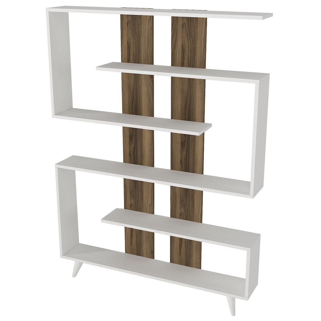 Könyvespolc Rain - White, Walnut-Vashome.sk