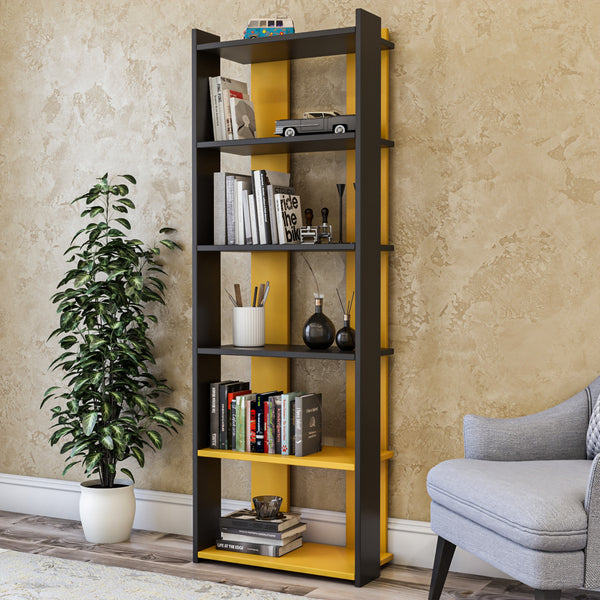 Könyvespolc Sakran - Anthracite, Yellow-Vashome.sk
