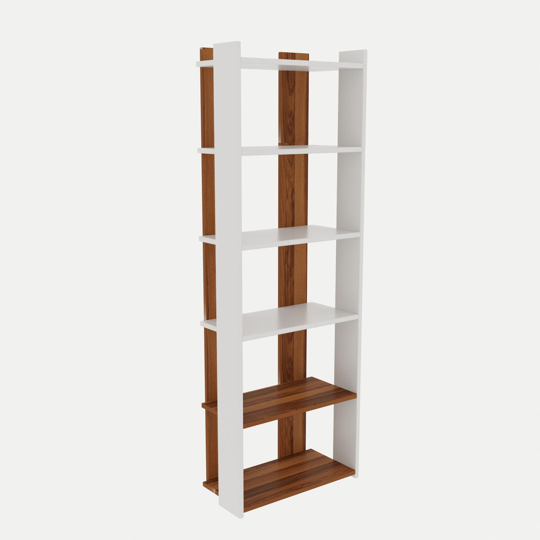 Könyvespolc Sakran - White, Walnut-Vashome.sk