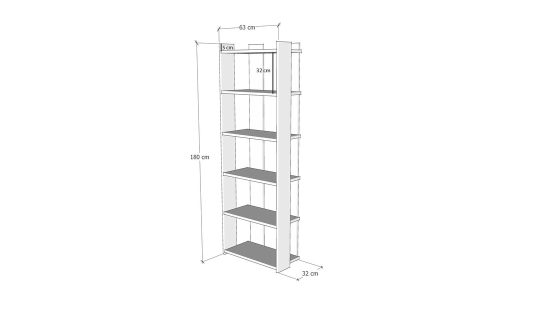 Könyvespolc Sakran - White, Walnut-Vashome.sk